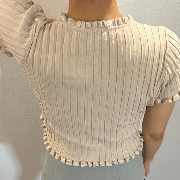HYFVE Ruffled Cream Ribbed Blouse - Picture 4 of 8